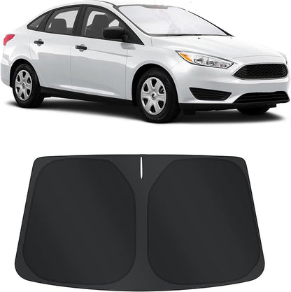 TINGLU Sun Shade for Ford Focus Hatchback 2012-2018 Accessories Windshield Sun Shade Window Shade UV Rays Protection Sun Visor Cover with Steering Wheel Sunshade Storage Bag