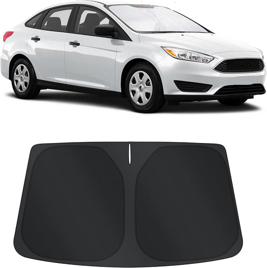 TINGLU Sun Shade for Ford Focus Hatchback 2012-2018 Accessories Windshield Sun Shade Window Shade UV Rays Protection Sun Visor Cover with Steering Wheel Sunshade Storage Bag