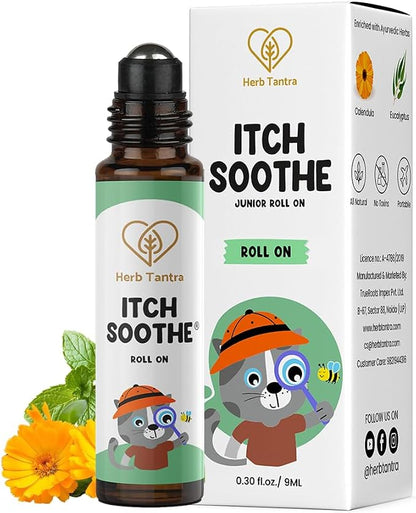 Herb Tantra Itch Soothe Kids Roll On, Natural Fast Anti Itch Bug Bite Relief After Mosquito, Bee Sting, Camping & Travel Essential Stick, Contains Chamomile & Calendula Oil