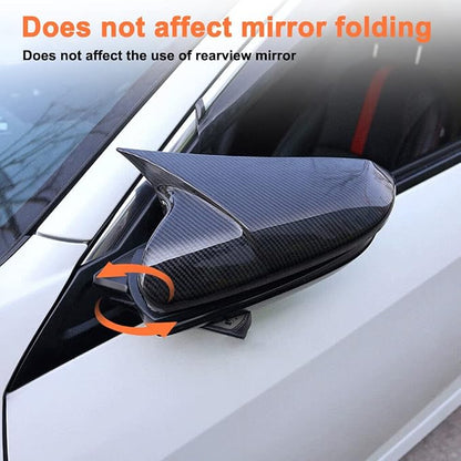 ABS Door Side Mirror Trim Cover Compatible with Honda Civic 2016-2021 10th Generation Sedan Coupe Hatchback Mirror Bullhorn Style Side Mirror Protectors (Carbon Fiberk 2 PCS)