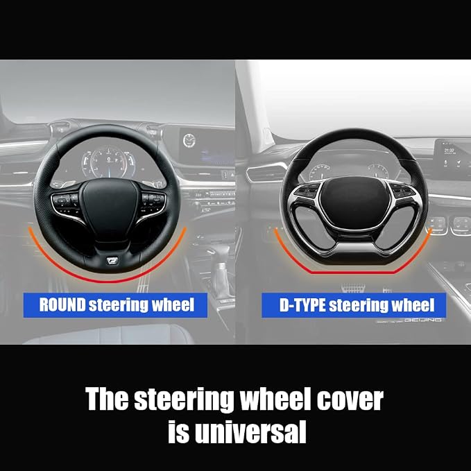 Steering Wheel Cover, Microfiber Leather Splicing with Classic Embossing,Contrasting Colors Anti-Slip Breathable Auto Car Steering Wheel Cover Fit 15 Inch Car Wheel Protector (Coffee&Beige)