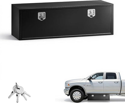 VEVOR Underbody Truck Tool Box, 60 x 18 x 18 Inch Heavy Duty Steel Trailer Storage Box with Lock & Keys, Waterproof Trailer Storage Organizer Under Body Chest with T-Handle for Truck, Van, SUV, Black