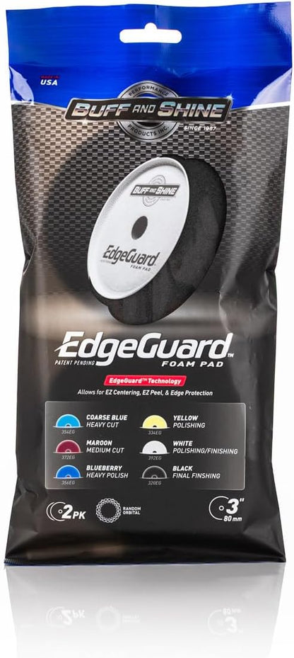 Buff and Shine - EdgeGuard Foam Buffing Pads - Black - 3" Finishing Pad - Pack of 2