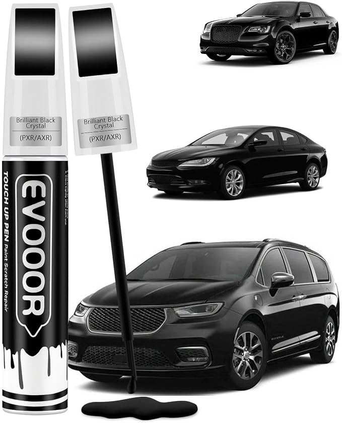 Brilliant Black Crystal(PXR/AXR) Touch Up Paint Compatible with Chrysler Exact Match 2 in 1 Touch up Paint for Chips and Nicks Repair with 2pcs Disposable Micro Applicators
