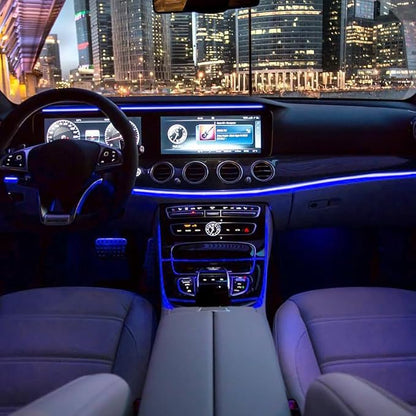 EL Wire Interior Car LED Strip Lights, 16.5FT USB Neon Glowing Strobing El Wire Lights with 6mm Sewing Edge, Ambient Lighting Kits Universal Car Interior Accessories for Most Car (Blue)