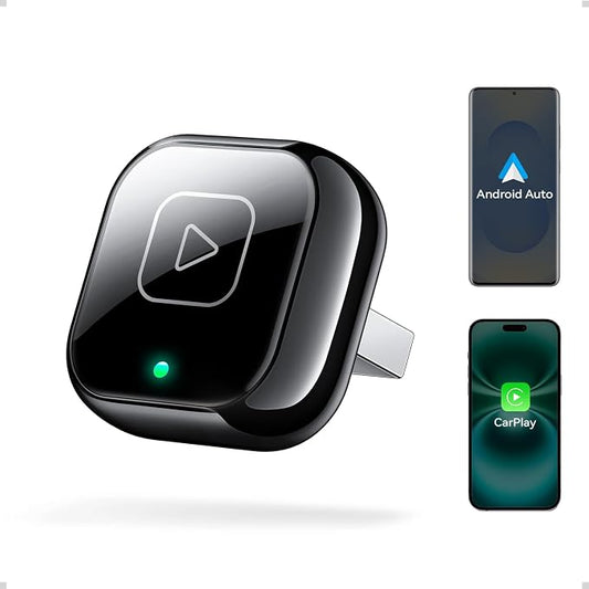 Wireless Carplay & Android Auto Adapter, Metal Design Mini & Stable 2-in-1 Dongle, Convert Vehicle's Wired CarPlay/Android Auto to Wireless, for iOS 10+/Android 11+ & Cars from 2016