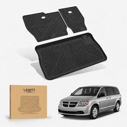 LASFIT Cargo Liner & Backrest Mat for Dodge Grand Caravan 2008-2020/ Chrysler Town & Country 2008-2016 All Weather TPE Custom Fit Truck Mat Car Liner Non-Slip, Black