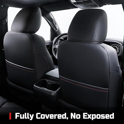 Carlimeki Leather Seat Covers Custom Fit for Tacoma Gen 3rd (2016-2023) Double & Crew Cab, for SR, SR5, Limited, TRD Pro, TRD Sport, TRD Off-Road, Trail Special Edition - Fully Covered