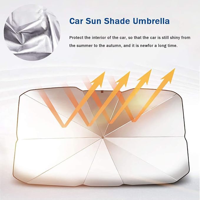 Sedan SUV Car Sun Shade for Windshield UV Rays and Heat Sun Visor Protector,Foldable Windshield Sun Shade Umbrella,Keep Car Cool,Easy to Use/Store,57''x 31''
