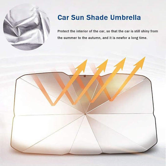 Sedan SUV Car Sun Shade for Windshield UV Rays and Heat Sun Visor Protector,Foldable Windshield Sun Shade Umbrella,Keep Car Cool,Easy to Use/Store,57''x 31''