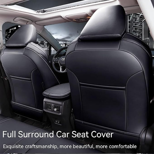 Custom Fit RAV4 Car Seat Cover for Select Toyota RAV4 2021-2024 Prime SE,XSE & 2019 2020 2021 2022 2023 2024 2025 Hybrid/PHEV SE,XSE - Full Set,Leather (Black)