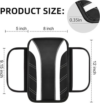 NBTEPEM 10 Pcs Car Floor Mats Full Set & Sport Leather Steering Wheel Cover 14.5-15 inch, Center Console Cover, Seat Belt Cushion, Cup Holder Coaster, Universal Automobile Interior Sets (White)