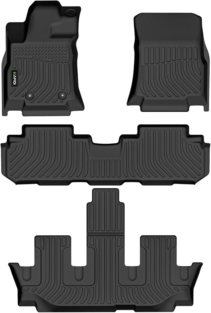 Floor Mats Custom Fit for Subaru Ascent 2019-2025 2026 7/8 Passenger All Weather Protection TPE Automotive Floor Liners 1st& 2nd& 3rd Row Full Set Accessories-Black
