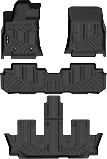 Floor Mats Custom Fit for Subaru Ascent 2019-2025 2026 7/8 Passenger All Weather Protection TPE Automotive Floor Liners 1st& 2nd& 3rd Row Full Set Accessories-Black