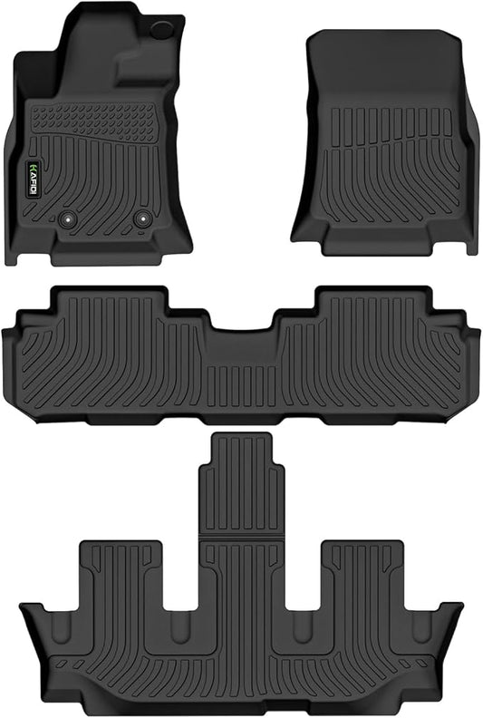 Floor Mats Custom Fit for Subaru Ascent 2019-2025 2026 7/8 Passenger All Weather Protection TPE Automotive Floor Liners 1st& 2nd& 3rd Row Full Set Accessories-Black