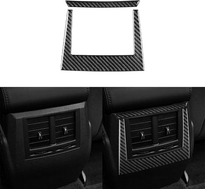 Real Quality Carbon Fiber Trim Car Rear Center Console Decal A/C Air Vent Frame Decor Compatible with Dodge Charger 2008 2009 2010 Interior Accessories Sticker Black