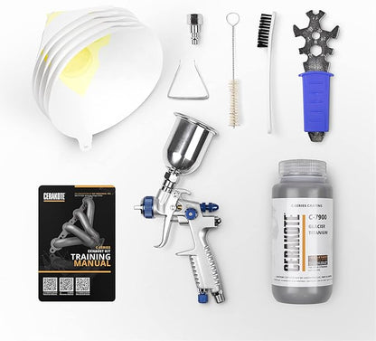 CERAKOTE® Glacier Titanium Coating Kit (C-7900 16 oz.) - Everything Needed to Spray Cerakote - Air Cure - Durable, High Temp Performance Ceramic Coating (1800°F Rating)