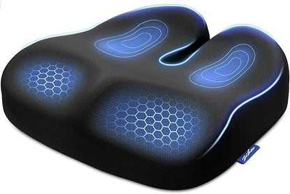 ZIKEE Ergonomic Seat Cushion with Thigh Slope for Long Sitting, Memory Foam Office Chair Cushion for Car, Home, U-Shaped Design Relieves Hip, Tailbone Pain, Non-Slip Sciatica Pain Relief Pillow