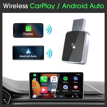 2026 Upgraded Wireless CarPlay & Android Auto Adapter – Convert Wired to Wireless, Fast Auto-Connect, Stable No-Lag Connection, Plug & Play USB-C Dongle(Silver)
