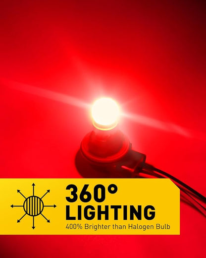 AUXITO 7443 7440 LED Bulbs Red Brake Light 400% Brighter, 7441 7444 T10 W21W Red Light Lamp for Tail Lights, Stop Brake Lights, Pack of 2