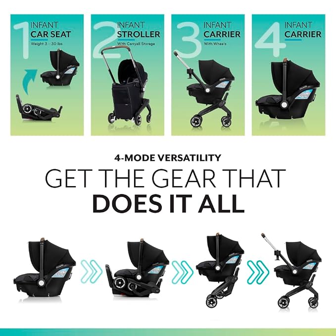 Evenflo Shyft DualRide Preemie and Infant Car Seat Stroller Combo 3-30lbs with Carryall Storage (Durham Green)