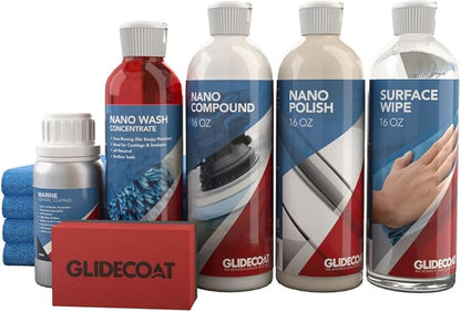 Marine Ceramic Coating Kit - Complete Boat Detailing Supply Kit with Marine Ceramic Coating, Nano Polish, Nano Compound, Nano Wash and Surface Wipe