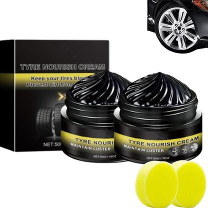 Tyre Nourish Cream, Tire Coating Paste, Tire Refurbishment Cream, Powerful Wheel Cleaning Refurbish Wax, UV Protection and Waterproof Coating, Designed to Enhance Vehicle Aesthetics Efficiently (2PCS)