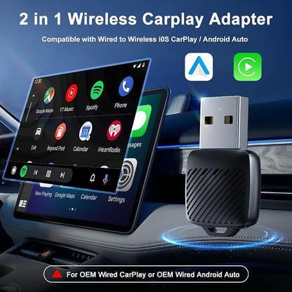 TRPYD Wireless CarPlay Adapter 2025 Upgraded, Plug and Play, No Latency, Converts Factory Wired to Wireless, Compatible with iPhone (iOS 10 and Above) for Cars 2016+ - Black