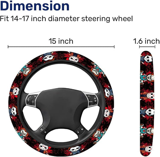 GENANY Horror Character Steering Wheel Cover, Non Slip Polyester Car Wheel Protector for Car SUV Truck, Universal 15 Inch