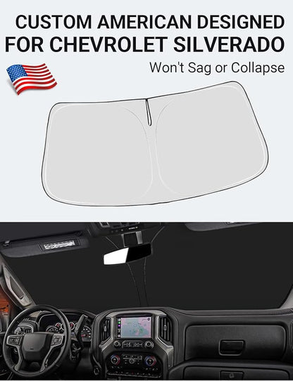 Proadsy 2026 Upgrade Front Windshield Sun Shade Foldable Sunshade Protector Custom Fit 2014-2018 Silverado Regularcab Crewcab Extendedcab Accessories