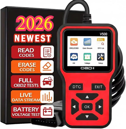 V500 OBD2 Scanner Diagnostic Tool, Professional Code Reader with Live Data Stream, DTC Lookup, I/M Readiness, O2 Sensor Test, EVAP System Test, Vehicle Info Display