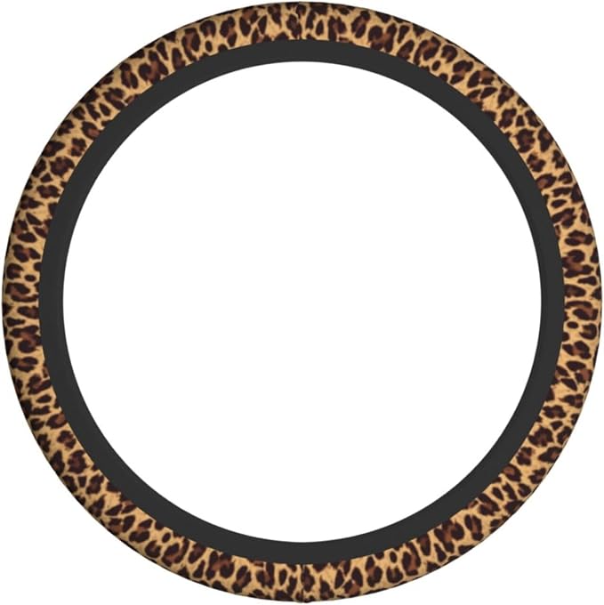 Leopard Steering Wheel Covers Non Slip Neoprene Steering Wheel Protector Cover Universal 15 Inch for Men Women