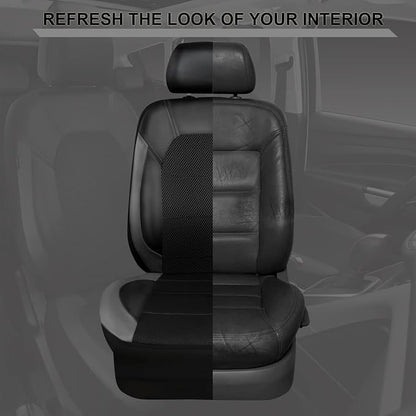 CAR PASS Leather Car Seat Covers Front Seats only, with Air Mesh Front Seat Covers Breathable, Cool Automotive Seat Covers 2 Pack, Universal Fit Most Cars,SUV,Truck,Van Airbag Compatible(Black Gray)
