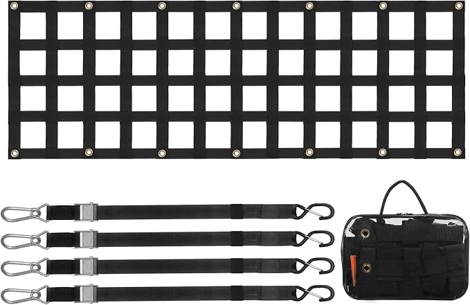 VEVOR Tailgate Net, 60 in x 18 in, Truck Bed Extender Tailgate Cargo Net with 4 Adjustable Buckle Straps, Extendable & Durable, Suitable for Truck, Trailer, Pickup, SUV