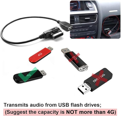 AMI to USB Adapter for Audi MMI 3G, MDI AUX Cable for VW A4 A6 Q5 Q7