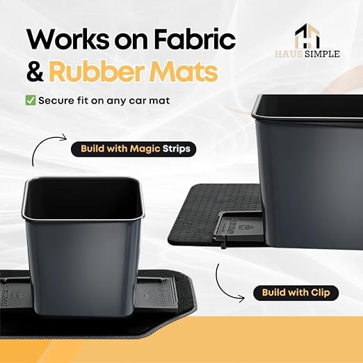 Car Trash Can for Vehicles Leakproof Compact Garbage Bin w/Stability Flap, Anti-Slip Base, Portable Trash Holder for Cars, Trucks, SUVs, Minivans (Gray, Small)