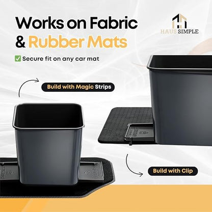 Car Trash Can for Vehicles Leakproof Compact Garbage Bin w/Stability Flap, Anti-Slip Base, Portable Trash Holder for Cars, Trucks, SUVs, Minivans (Gray, Small)