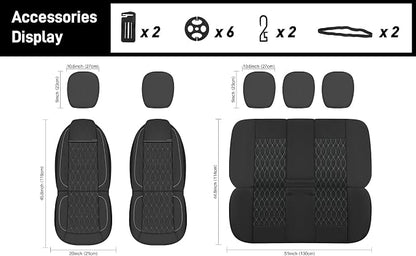CAROMOP Faux Leather Car Seat Covers Full Set,Luxury and Comfortable Covers for Cars,Split Bench Compatible Car Interior Covers,Universal Fit for Suvs,Vans,Trucks,Airbag Compatible(5-Seat Black/Grey)