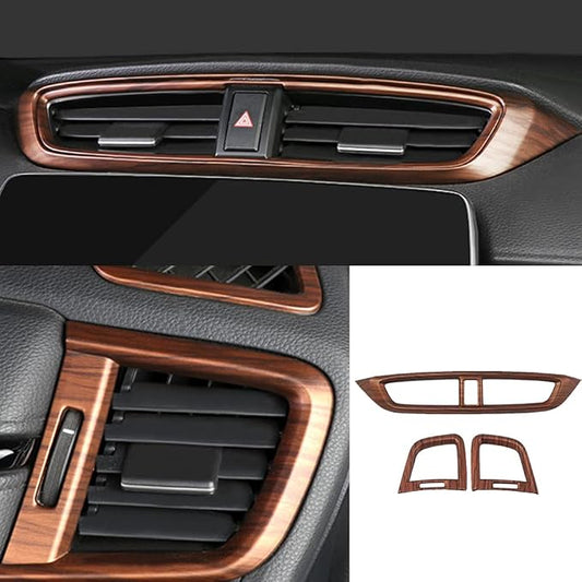 15PCS Full Interior Decoration Covers Center Consoles Instrument Panel Dashboard Trims Central Side Air Outlet Steering Wheel Moulding Trim Kits For Honda CRV 2017-2021 Peach Wood