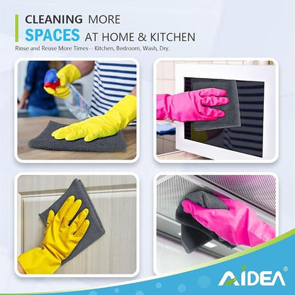 AIDEA Microfiber Cleaning Cloth-600PK, Soft Microfiber Towels for Cars, Absorbent Cleaning Rags, Lint-Free Streak-Free Wash Cloths for House, Kitchen, Window(12in.x12in), Grey