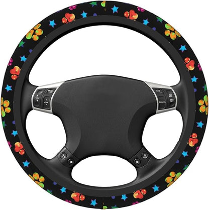 Paw Print Steering Wheel Cover for Women, Universal Auto Steering Wheel 14-15 Inch Car Interior Accessories with 2PCS Car Coasters, Suitable for Men and Women