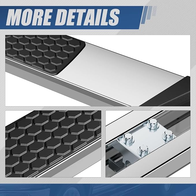 Auto Dynasty Running Boards Compatible with 1999-2016 Ford F250 F350 F450 F550 Super Duty Crew Cab, Stainless Steel Side Step Rail Nerf Bar, 5.5 Inches Step Bars, Polished Chrome