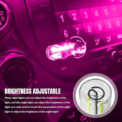 USB LED Car Interior Atmosphere Light, Car USB Night Light, Plug-in Auto Ambient Lighting Retro Lamps, Touch Adjustment LED Automotive Night Lamp Auto Accessories for bedrooms Camping (Pink)
