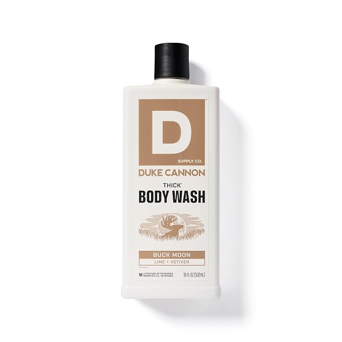 Duke Cannon Supply Co. Thick High Viscosity Body Wash – 3X Thicker, Cleansing Shower and Bath Gel, Mineral-Enriched for Men – Shower Gel – Men’s Body Scrub – Buck Moon (18 oz)
