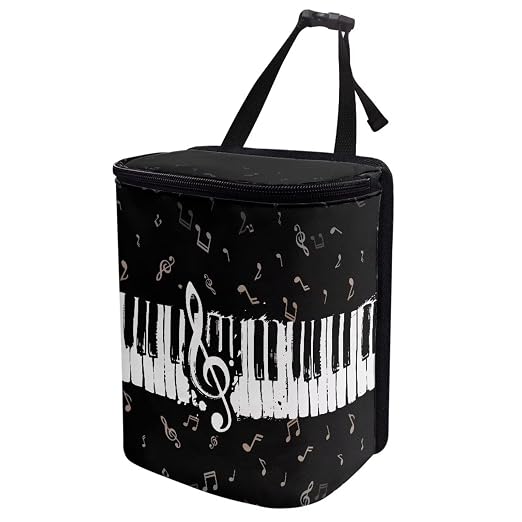 Talayituse Music Note Print Car Trash Can Portable Auto Garbage Bin Multifunctional Vehicle Interior Accessories with Adjustable Straps Universal Fit Truck SUV Sedan