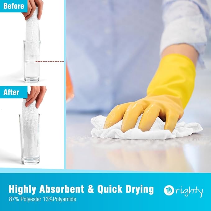 Orighty Microfiber Cleaning Cloth, 100 Pack Microfiber Towels for Cars, Multi-Purpose Shop Towels Cleaning Rags Bulk for Car, Home, Kitchen, 11.5’’ x 11.5’’, White