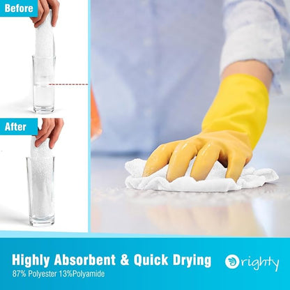 Orighty Microfiber Cleaning Cloth, 100 Pack Microfiber Towels for Cars, Multi-Purpose Shop Towels Cleaning Rags Bulk for Car, Home, Kitchen, 11.5’’ x 11.5’’, White