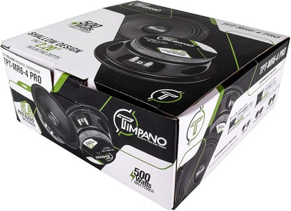 Timpano 6.5 Inch Shallow Midrange Speaker 500 Watts Max Power TPT-MR6-4 PRO, 6.5 Midrange Speakers 4 Ohm Shallow Mount Car Audio Speaker, Pro Audio Loudspeaker Compact for Doors (Single)