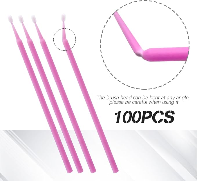 Saihisday Touch Up Paint Brushes for Automotive Paint Chip Repair Disposable Micro Applicators for Automotive Paint Detailing 2MM Pink 100PCS