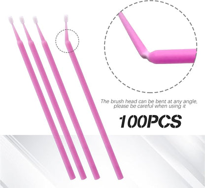 Saihisday Touch Up Paint Brushes for Automotive Paint Chip Repair Disposable Micro Applicators for Automotive Paint Detailing 2MM Pink 100PCS
